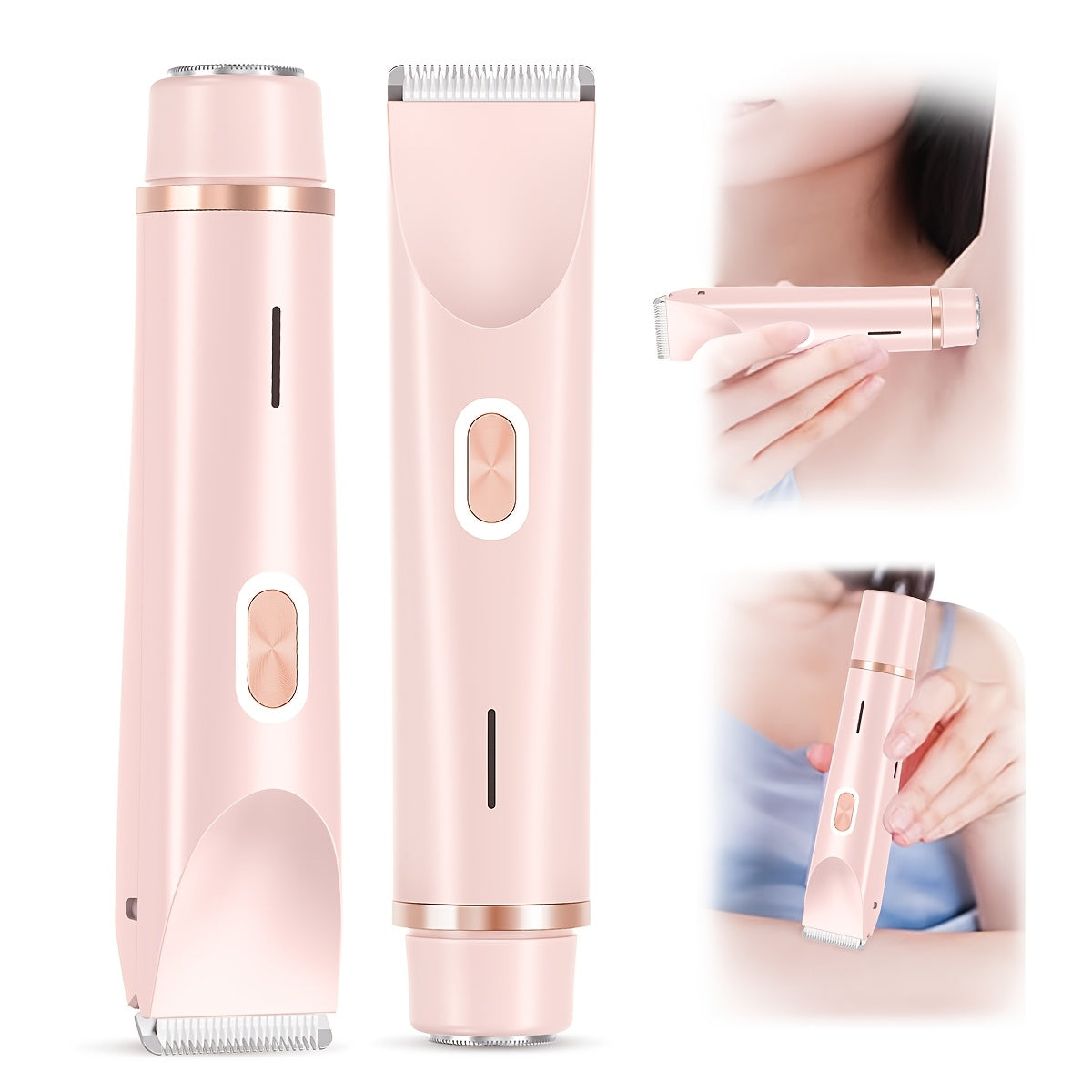 1pc Dual-Head Electric Hair Trimmer for Women, Rechargeable Lithium Battery, USB Charging, Multipurpose Bikini Razor and Face Shaver for Arms, Thighs, Body with Rechargeable Lithium Battery, USB Charging, for Ideal New Year G